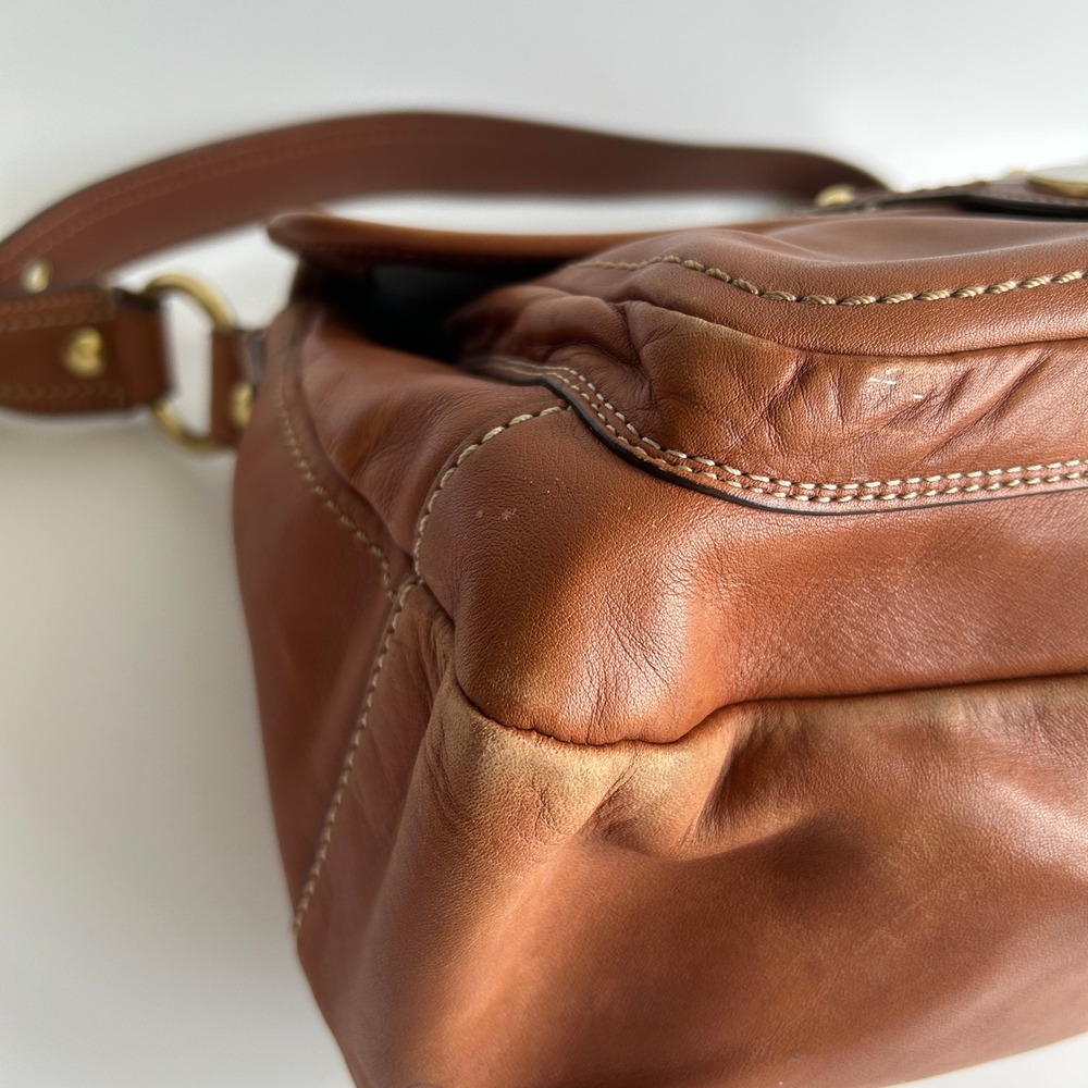 Coach Brown Leather Shoulder Bag with Brass Hardware - Picture 8 of 16